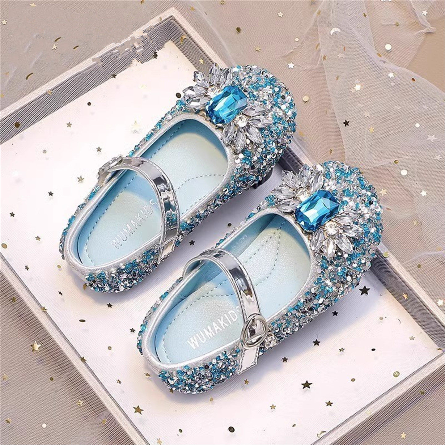 软底真皮女童鞋2025年春秋新款中大童闪亮水晶鞋爱莎公主小仙女鞋,童鞋/婴儿鞋/亲子鞋,水晶/水钻鞋,淘宝优惠券,粉丝福利购,淘宝优惠卷