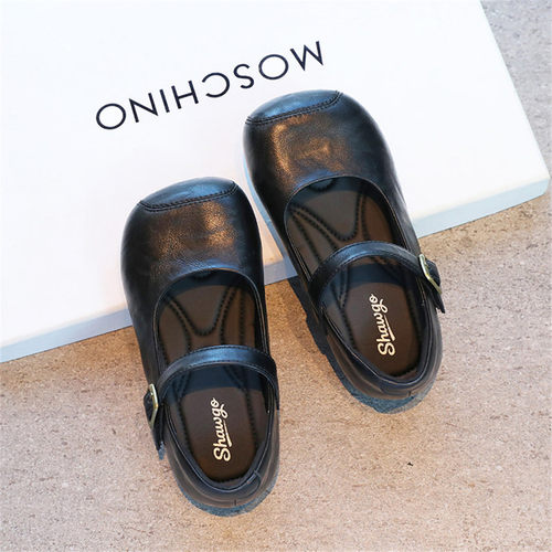 真皮软底女童黑色玛丽珍公主皮鞋