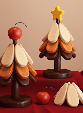 圣诞树隔热垫餐桌创意装饰摆件全实木防烫耐高温锅垫折叠杯垫碗垫