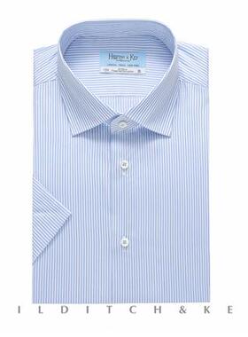 英国Hilditch&Key男士短袖衬衫全棉商务条纹HSSB2101-31V