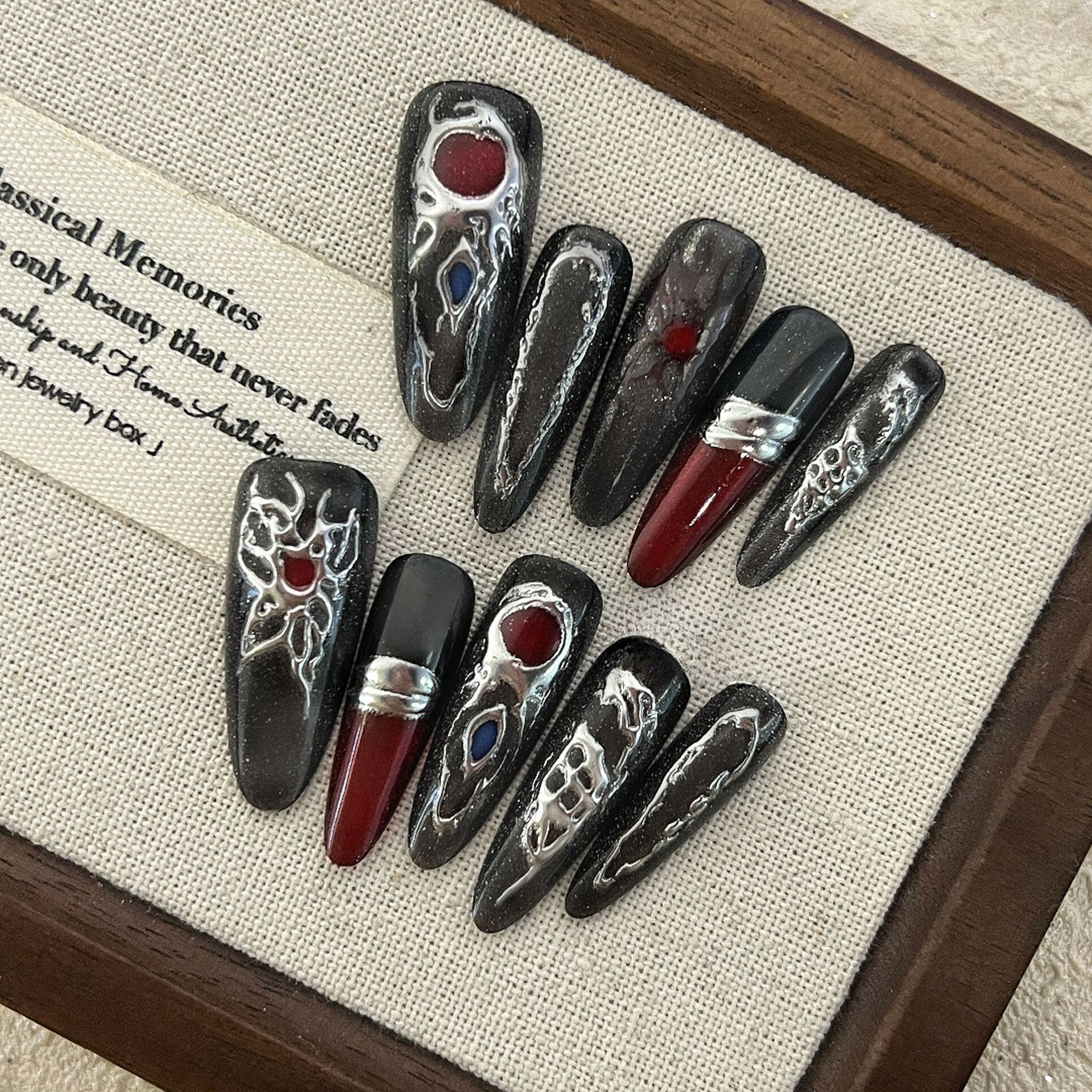 【暗黑魔镜】新款穿戴甲长款甜酷吸睛轻奢显白气质可拆卸美甲贴片