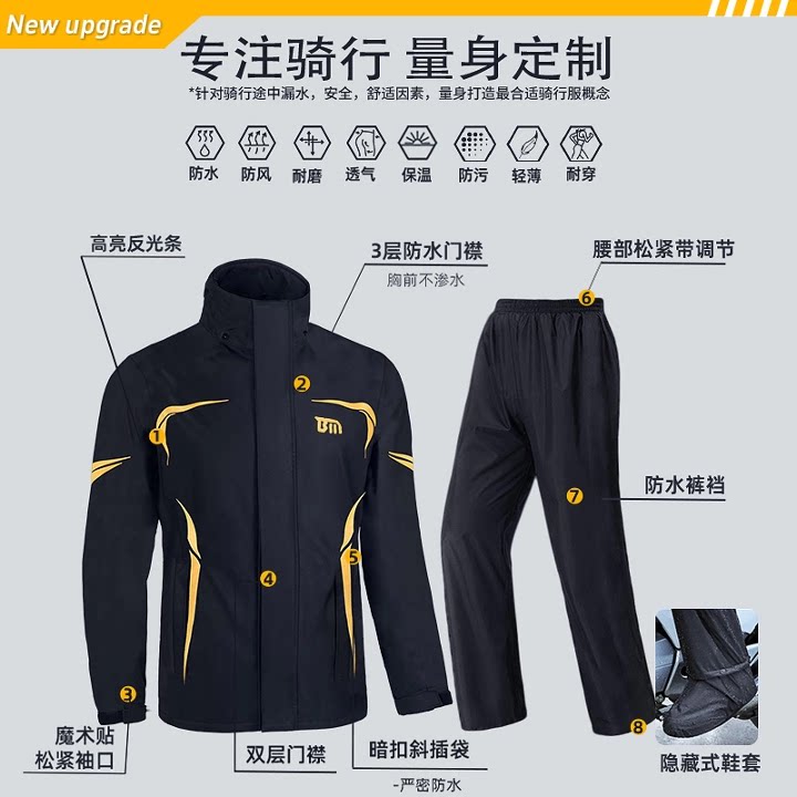 备美摩托车骑行雨衣雨裤成人户外穿分体式外卖骑手男款防暴雨套装