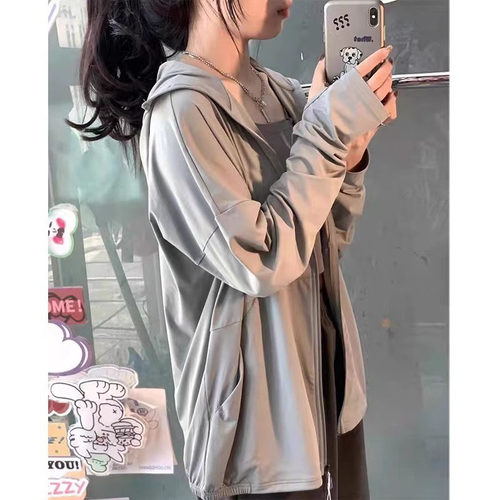 冰丝连帽防晒衣服女轻薄款夏季学生新款防紫外线骑车凉感开衫外套