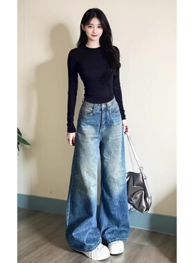 黑色收腰辣妹长袖打底衫t恤女秋冬2025新款韩系修身内搭紧身上衣