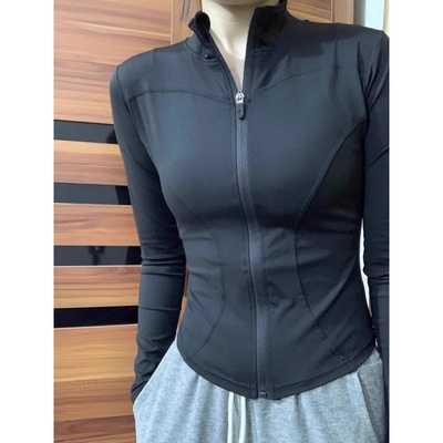 立领黑色防晒衣女款夏季透气速干运动轻薄款外套瑜伽服紧身上衣女