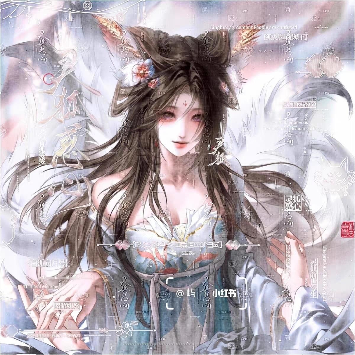 50张 灰色系段段云直购 古风情侣插画头像扭蛋原创圈 高清无水印