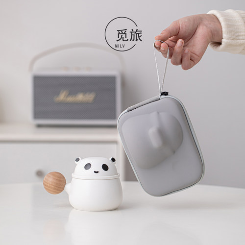 熊猫陶瓷茶水分离马克杯