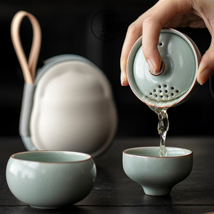 汝窑旅行茶具葫芦快客杯高档一人饮便携工位户外泡茶商务礼品定制