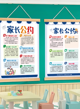 中奥班级卡通是家长公约挂画