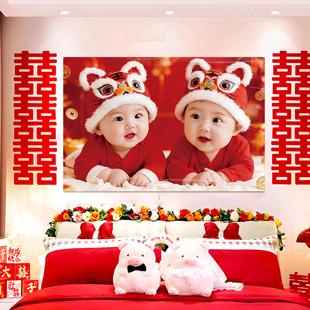 可爱宝宝画报墙贴年画娃娃送子图备孕娃娃照片卧室求子助孕贴画hb