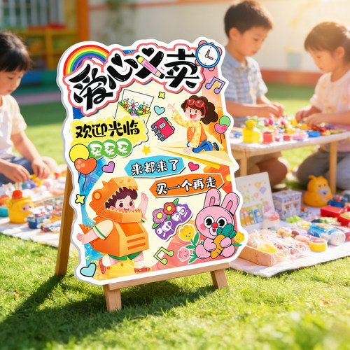 儿童跳蚤市场摊位牌海报丨速发