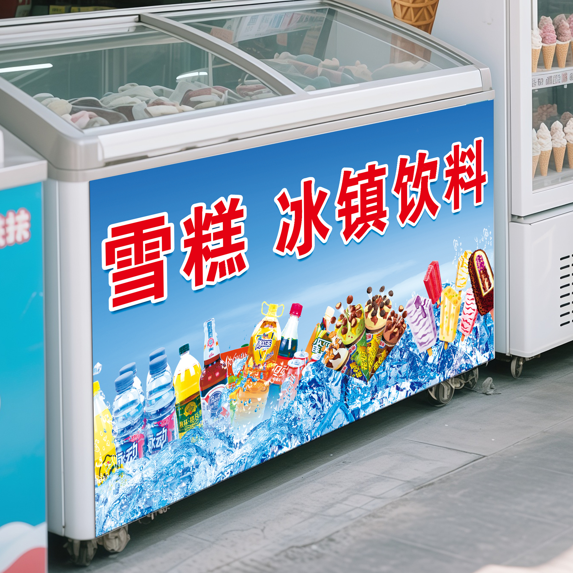 冰棒冰淇淋宣传海报摆摊用挂画