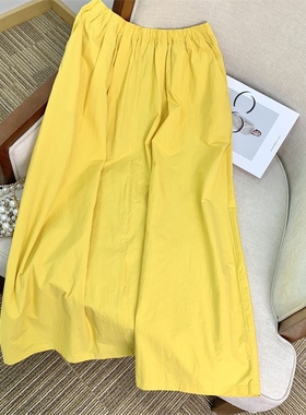 RR定制 Prefree漂浮 色度超美黄色长绒棉松紧腰立体弧形半裙