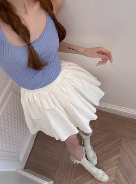 avenement/气质蓬蓬裙/芭蕾风高腰显瘦半身裙女a字伞裙百褶短裙