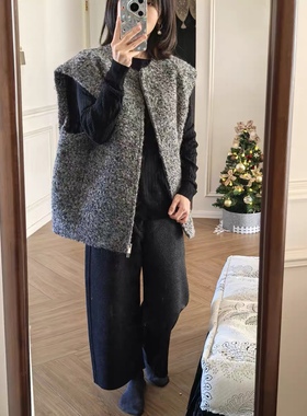 jaja过冬神裤进口高支山羊绒羊毛亲肤双面毛呢弯刀9分裤