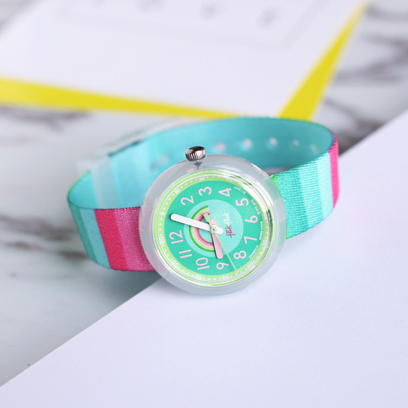 swatch/斯沃琪儿童表石英指针男孩女孩学生手表zfpnp014条纹梦幻