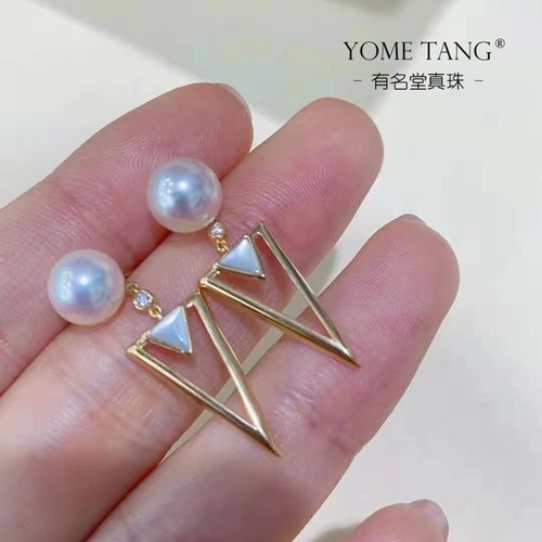 极光无暇耳环k金海水珍珠定制