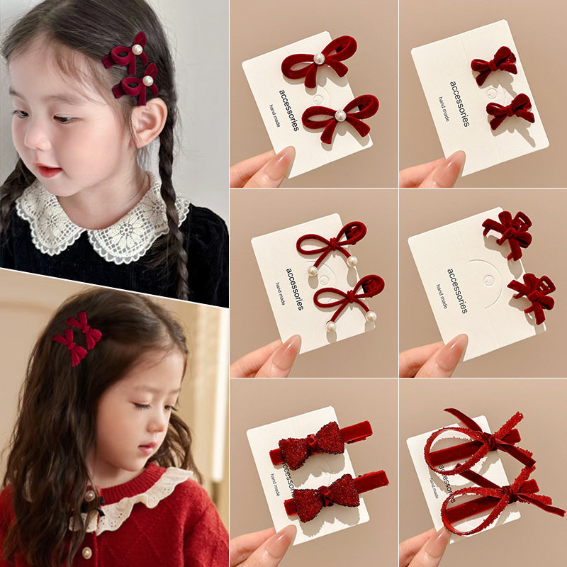 儿童红色蝴蝶结发夹2025新款高级感侧边刘海夹女童新年小发卡头饰,饰品/流行首饰/时尚饰品新,民族风发饰,淘宝优惠券,粉丝福利购,淘宝优惠卷