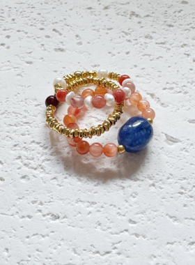 锦绣｜多层玛瑙青金石叠带戒指