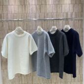 慵懒风短袖 韩系2025早秋新款 毛针织衫 纯色宽松圆领半袖 上衣女 净版