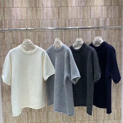 圆领韩版宽松毛针织衫半袖