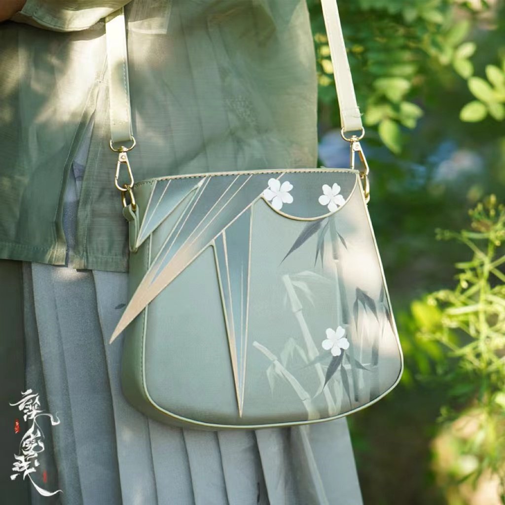 云深雾浅竹影原创新中式水墨竹叶包包女古风汉服百搭单肩斜挎包_虎窝淘
