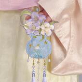 云深雾浅 原创双面刺绣博古花瓶汉服禁步挂件古风腰挂配饰 鸢尾瓶