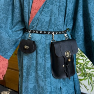 云深雾浅 原创蹀躞带腰包汉服圆领袍皮腰带配饰成人儿童日常 少司