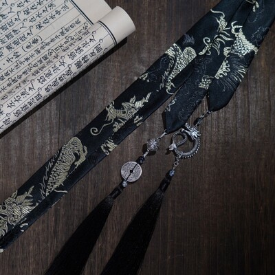 龙纹织金汉服流苏发带国风发绳