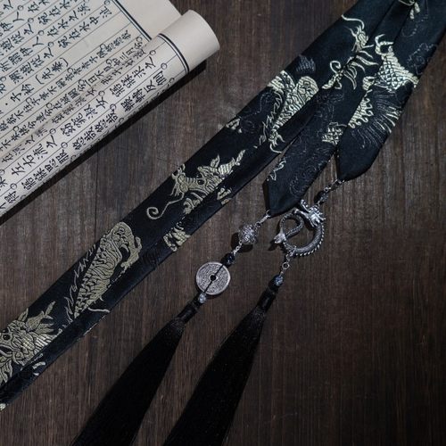 龙纹织金汉服流苏发带国风发绳