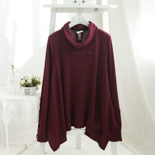 针织衫 打底衫 酒红色 质感小高领毛衣长袖 美国高品原单