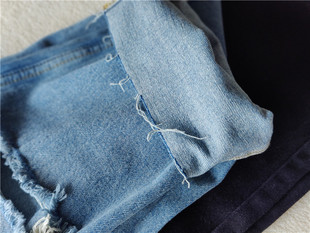 春秋大码 情侣磨破牛仔裤 250斤 男女休闲直筒拉链长裤 欧洲站