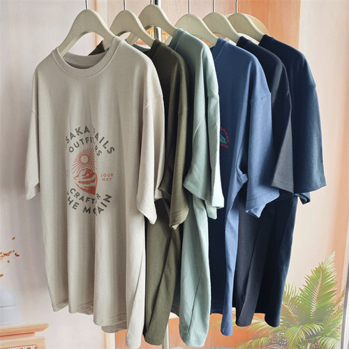 欧美风质感纯棉针织短袖T恤圆领宽松多色可选春夏新款男装300斤11