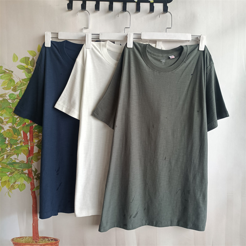 纯棉竹节棉圆领短袖T恤衫