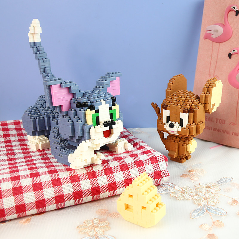 益智拼图玩具解压男女孩子礼物猫和老鼠迷你微小颗粒钻石拼装积木