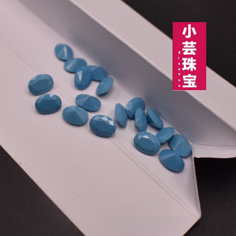 蓝松石宝石椭圆形尖底钻332号绿松蛋面裸石diy戒指吊坠镶嵌蜡镶石