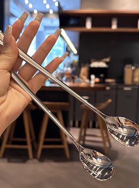 【老板娘推荐】韩式家用高颜值不锈钢搅拌勺长柄咖啡勺蜂蜜勺冰勺