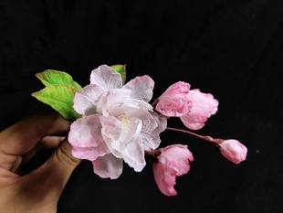 菁晏·垂丝海棠西府发簪发夹胸针通草花仿真花旗袍汉服配饰非遗