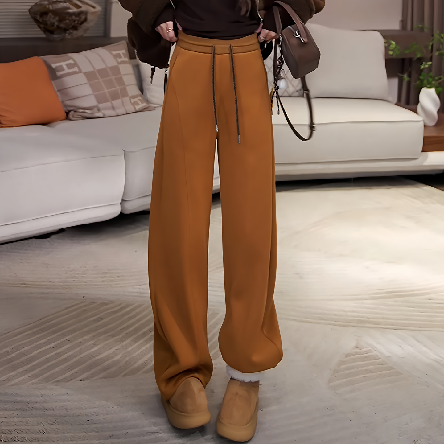 松紧腰抽绳加绒加厚百搭休闲卫裤