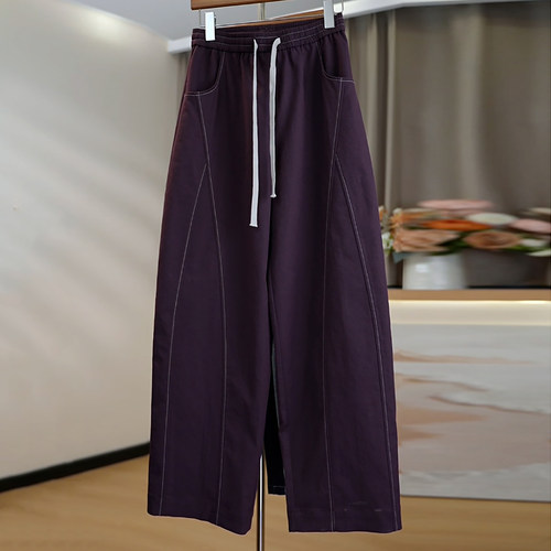 宽松阔腿抗皱简约百搭弯刀休闲裤