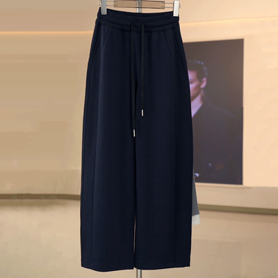 百搭松紧腰抽绳宽松垂感香蕉裤女