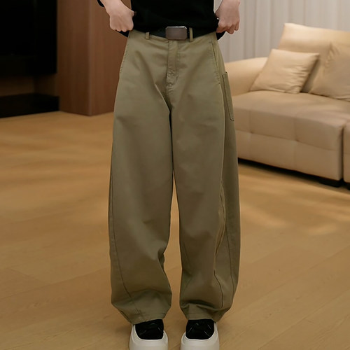 加绒加厚立体裁剪阔腿弯刀休闲裤