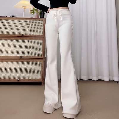 简约垂感修身显瘦阔腿微喇休闲裤