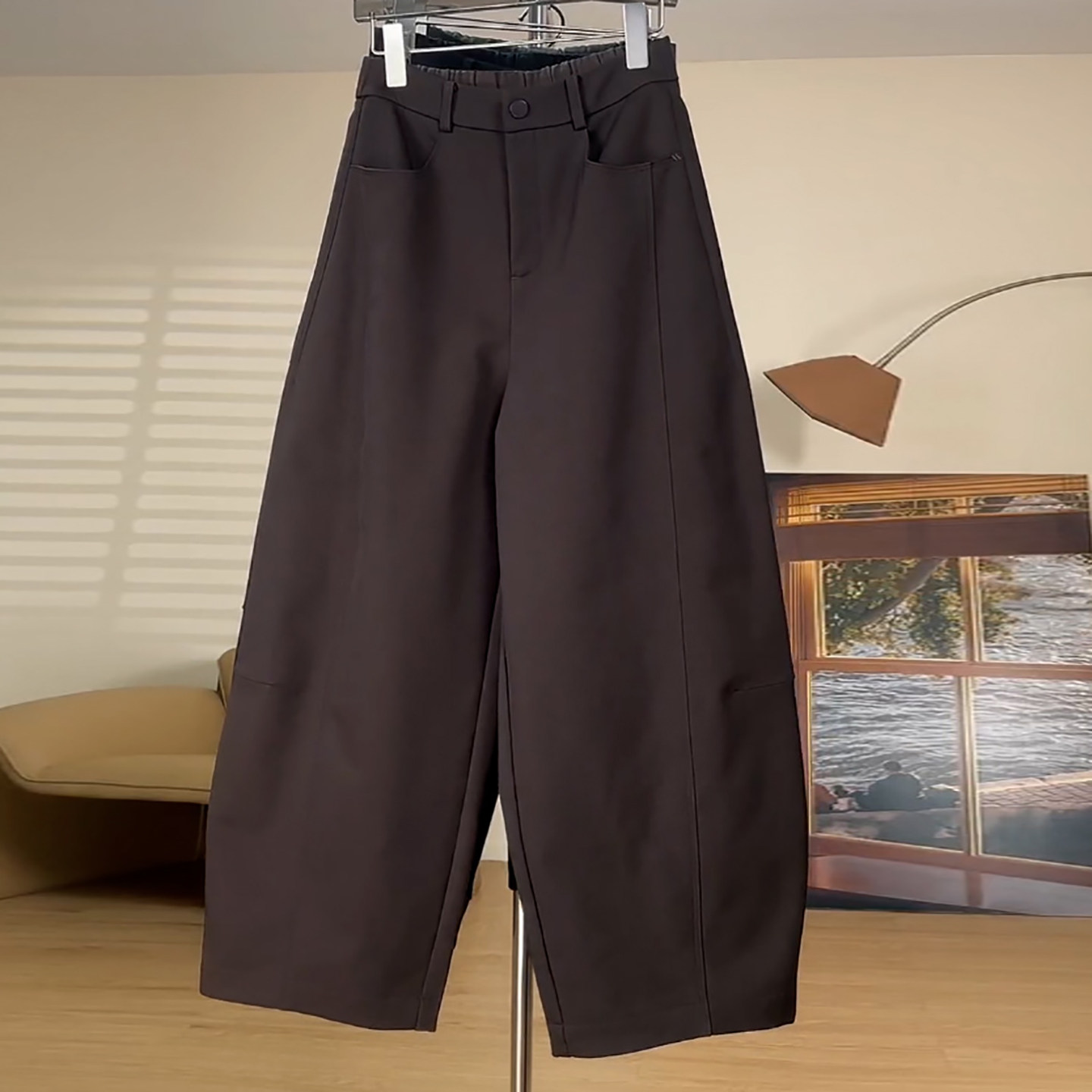 Ader加绒加厚九分哪吒裤2025冬季新款宽松阔腿简约抗皱百搭休闲裤,女装/女士精品,大码裤装,淘宝优惠券,粉丝福利购,淘宝优惠卷