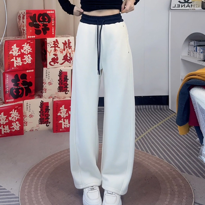 百搭显瘦拼接腰头抽绳香蕉卫裤