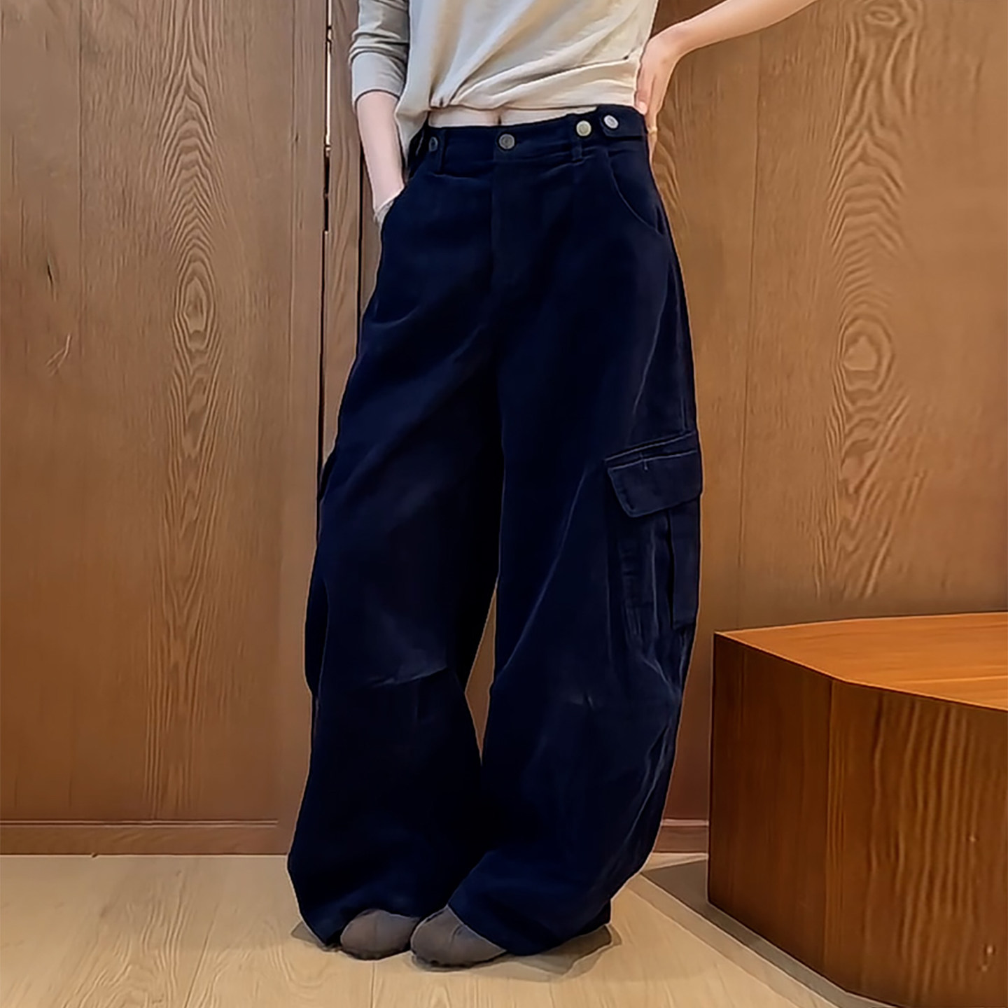 Ader美式复古工装牛仔裤女2026秋冬新款高腰宽松显瘦百搭阔腿潮裤