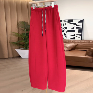 Ader弯刀卫裤女2026春季新款撞色抽绳时尚宽松阔腿垂感运动休闲裤