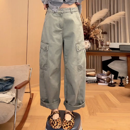 美式复古百搭显瘦直筒弯刀工装裤