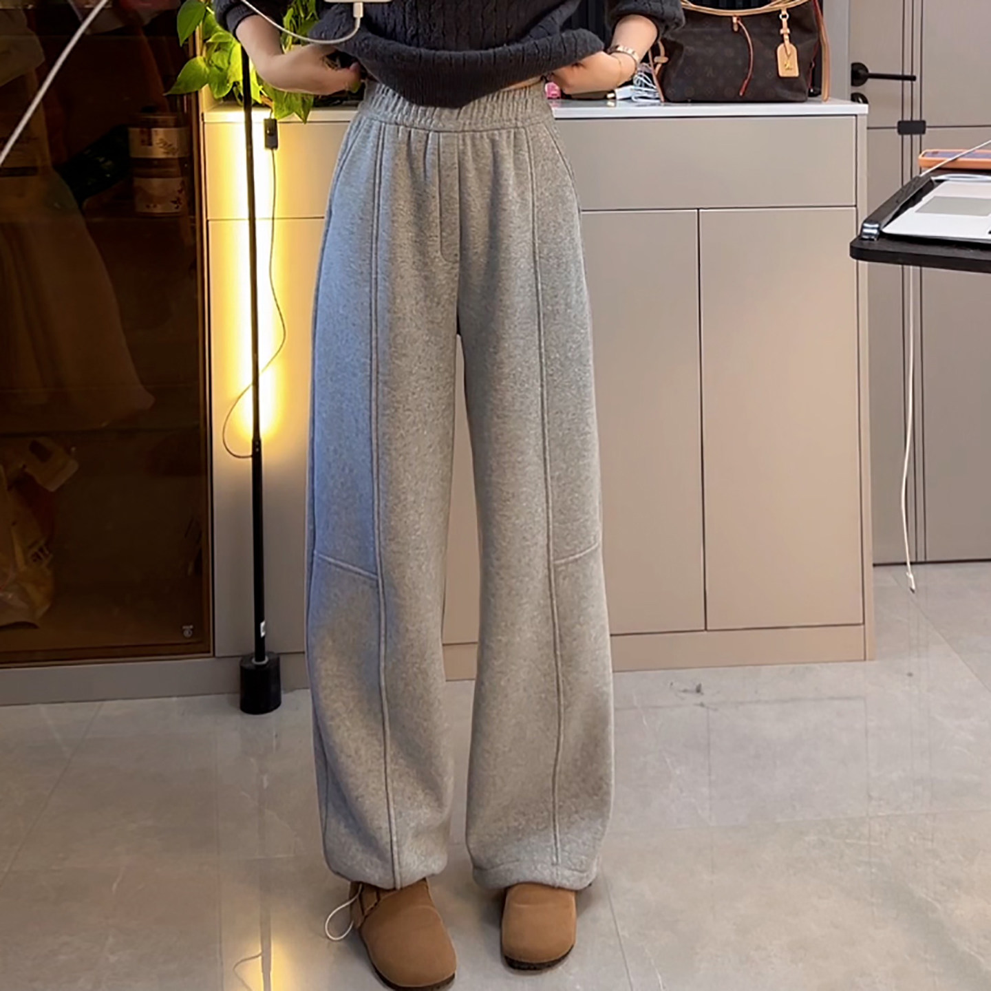 Ader运动休闲卫裤女2026春季新款百搭显瘦阔腿垂感束脚两穿弯刀裤,女装/女士精品,大码裤装,淘宝优惠券,粉丝福利购,淘宝优惠卷