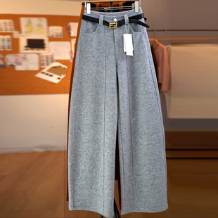 Ader高级灰加厚保暖羊毛裤2025冬季新款抗皱抗起球百搭显瘦休闲裤